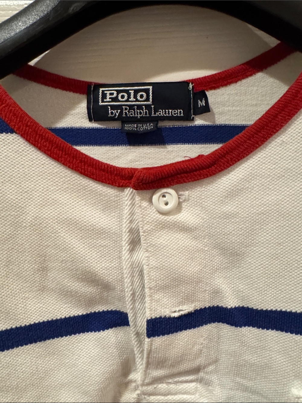 Vintage 1980s Polo by Ralph Lauren Striped Pique Shirt with "Cookie" Crest - Picture 3 of 3